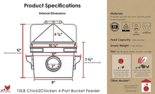 10lb Chick2Chicken BPA-Free 4-Port Chicken Feeder - Image 6