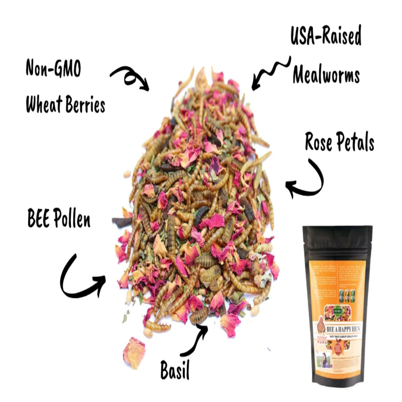 Bee A Beautiful Hen Herbal Treat with Mealworms, Wheat, Bee Pollen, & Rose Petals For Chickens - Image 3