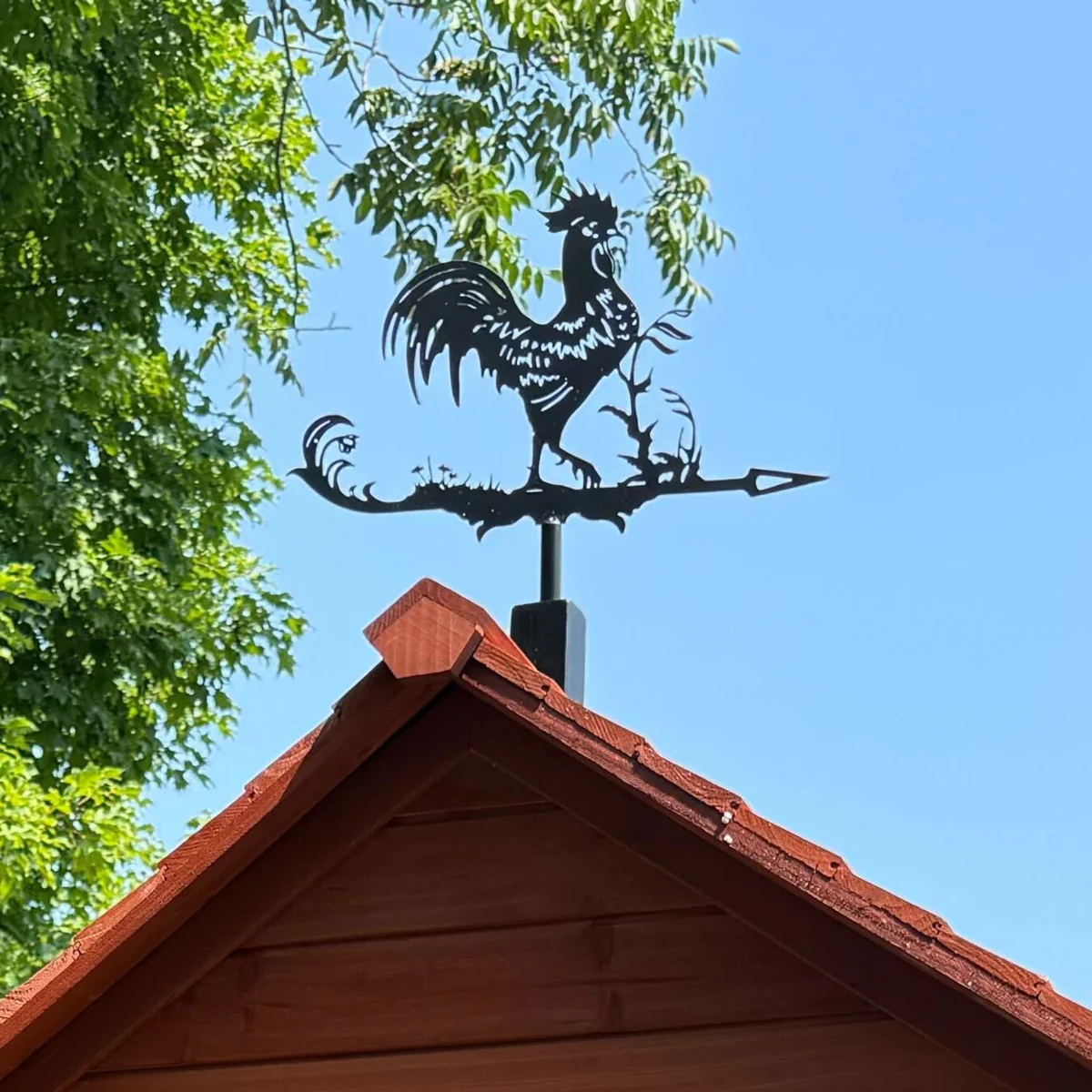 Premium Chicken Weathervane 13 Inches in Black Steel With Mounting Kit - Image 3